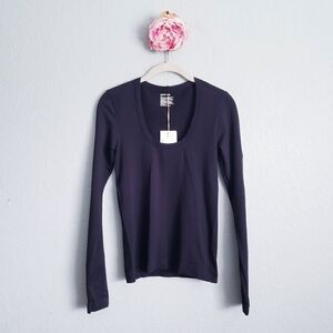 Helmut Lang Black Seamless Scoop Neck Long Sleeve Top